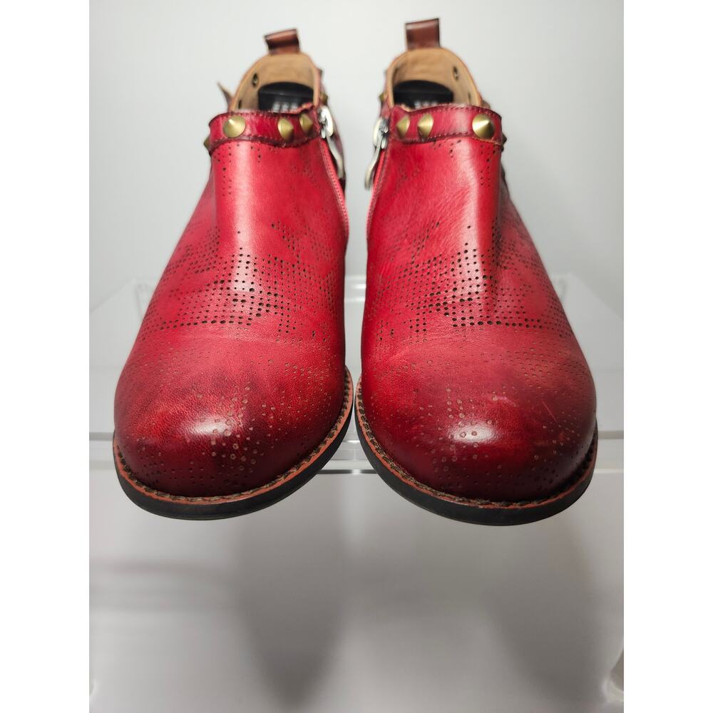 L'Artiste Womens Perforated Shooties Ankle Booties Crimson Red Leather Size 7.5 - Picture 6 of 16